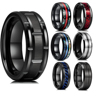 Anel Preto Masculino de Aço Inox Negro Prata Moderno Motoqueiro