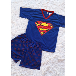 Pijama Infantil Menino Manga curta e short Super Homem Heroi Roupa de criança dormir em Oferta na Shopee