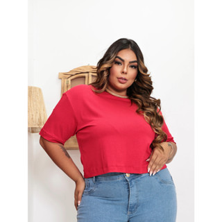 Blusa Feminina Semi Cropped Oversize Plus Size Moda Evangelica Básica