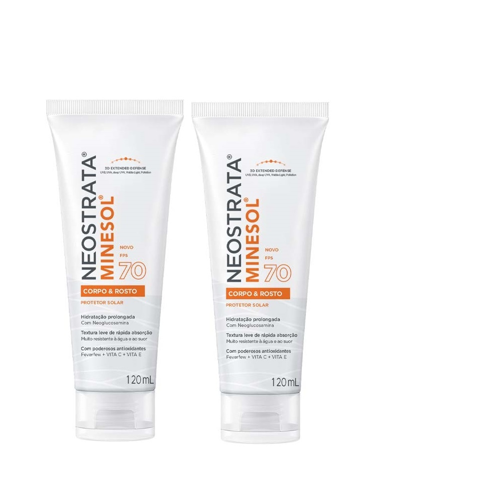 Kit 2 Protetores Solar Minesol Corpo E Rosto Fps 70 120ml