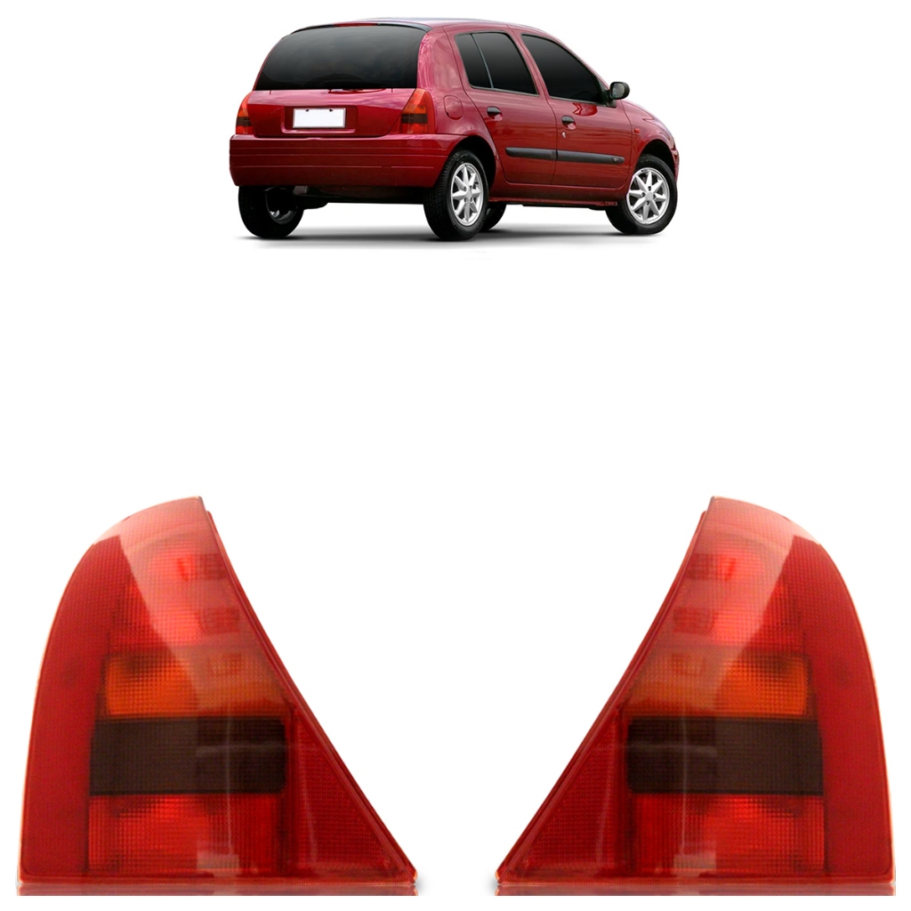 Lanterna Traseira Clio Hatch 1998 1999 2000 2001 2002 Tricolor Lente Estriada Acrilico