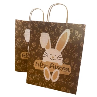 Sacola Kraft Páscoa N.01 ( 18x10x22 - 30unid ) Direto da Fábrica ( P5 N.01 ) em Oferta na Shopee