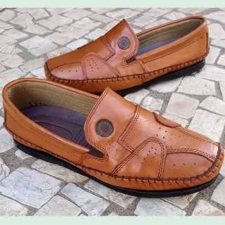 Sapatilha masculina 37 ao 43 Couro legítimo Mocassim Masculino Conforto solado colado e costurado.