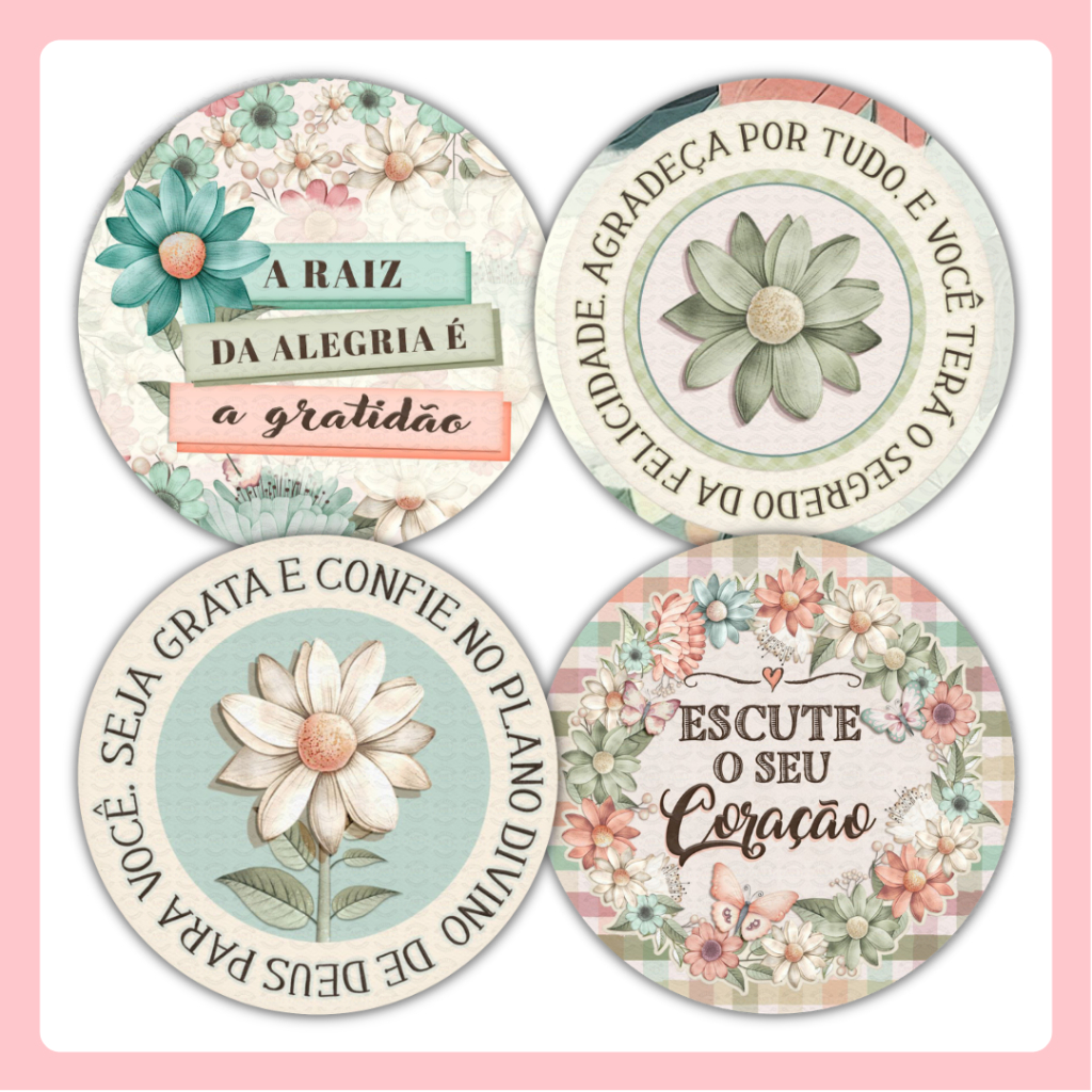 Kit 130 Tags Adesivas Frases Religiosas Gratidão 4x4cm Etiquetas Adesivas Decoração