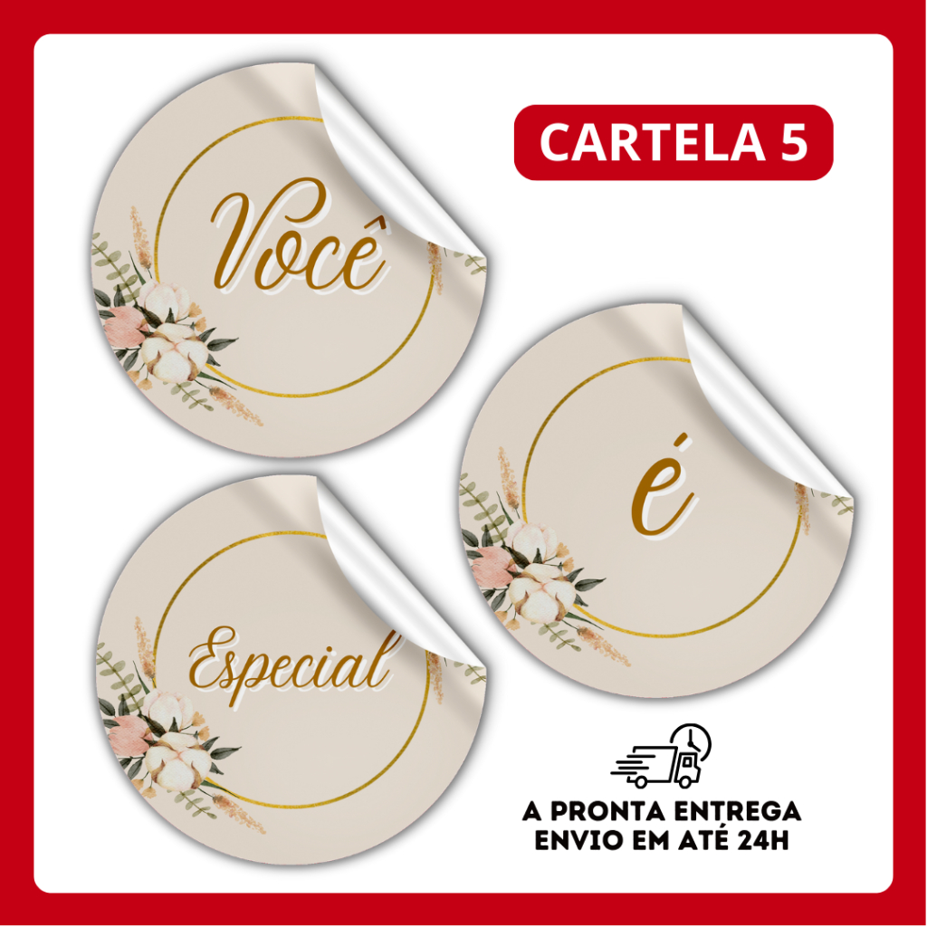 KIT 130 Tags Adesivas Você é Especial 4x4cm