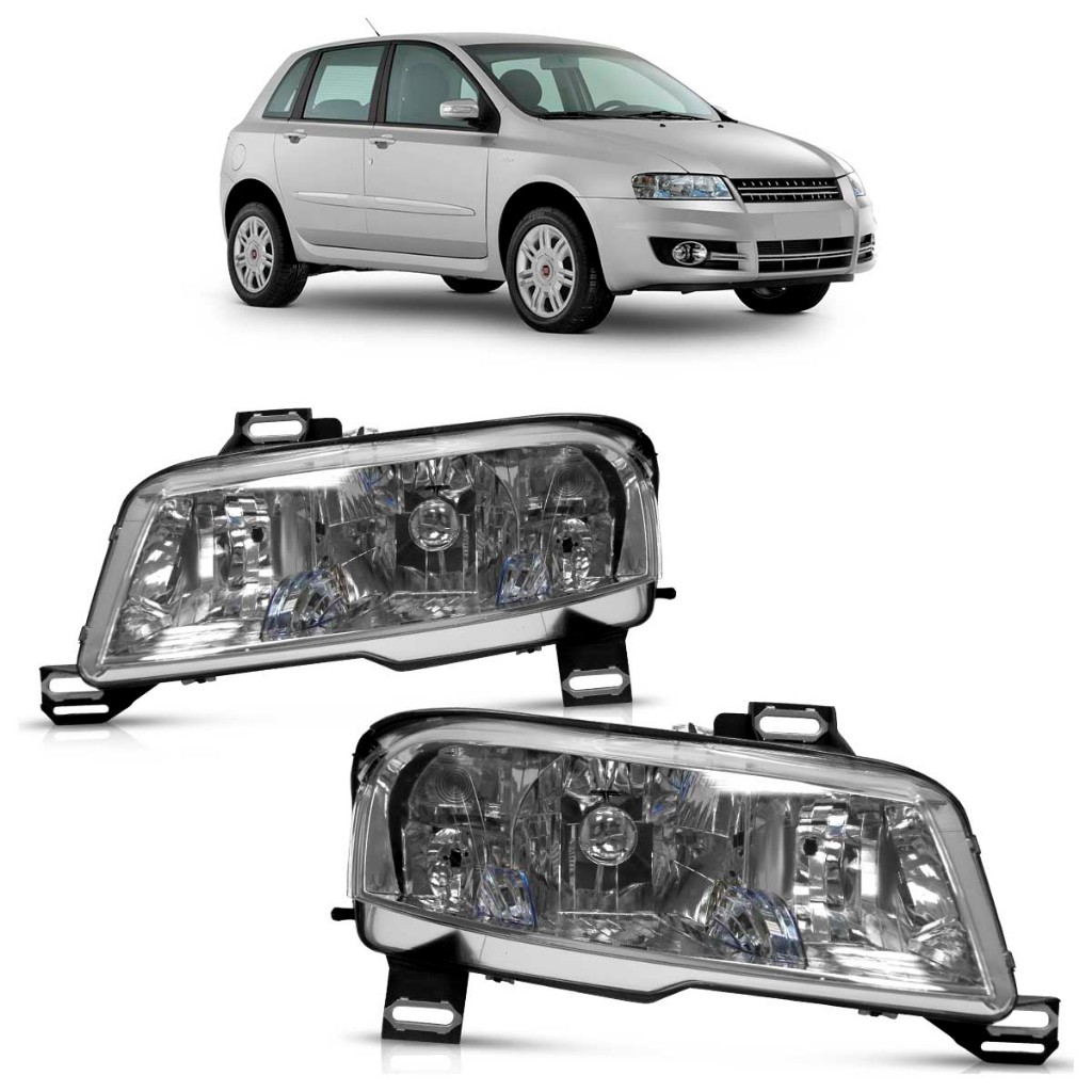 Farol Dianteiro Stilo 2008 2009 2010 2011 Máscara Cromada Lente Lisa Acrilico em Oferta na Shopee