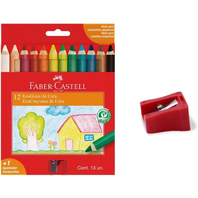 Ecogiz de cera 12 cores c/ apontador - Faber Castell