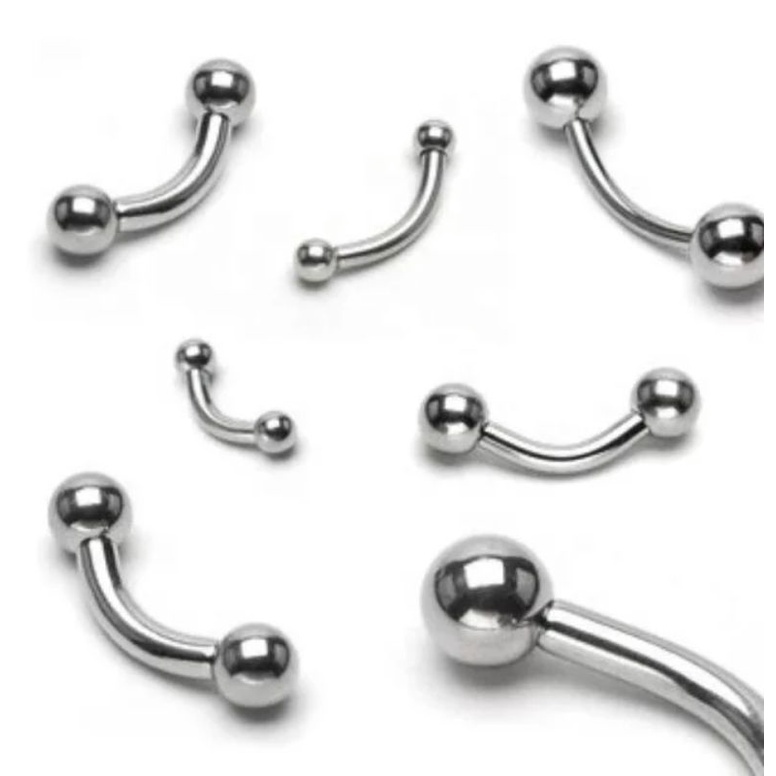 kit 96 (8 cartelas) Piercing de Aço Cirúrgico Miribel Curvo Básico Para Orelha Boca Sobrancelha ou umbigo — imagem 2 de 2