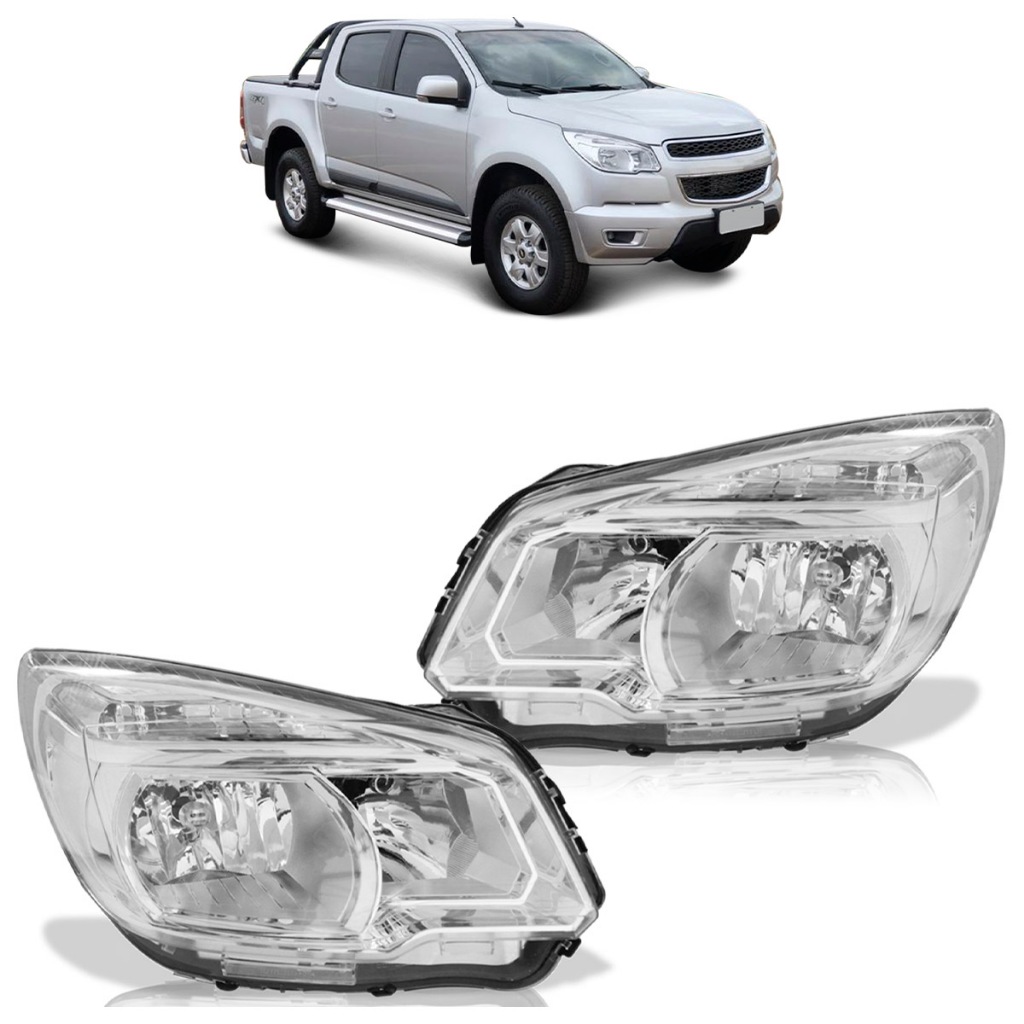 Farol Dianteiro S10 2012 2013 2014 2015 2016 Máscara Cromada Foco Duplo Lente Lisa Acrilico em Oferta na Shopee