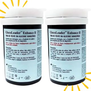 Kit 100 Tiras Glicemia Glucoleader Enhance Fitas Glicose Diabetes