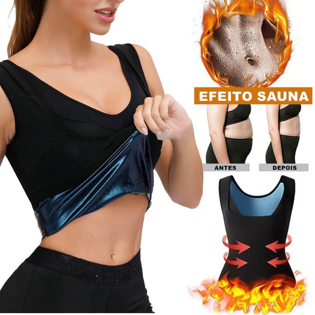 Cinta Regata Feminina Queima Gorduras Seca Barriga Modeladora Camiseta Cinta Sauna Feminina