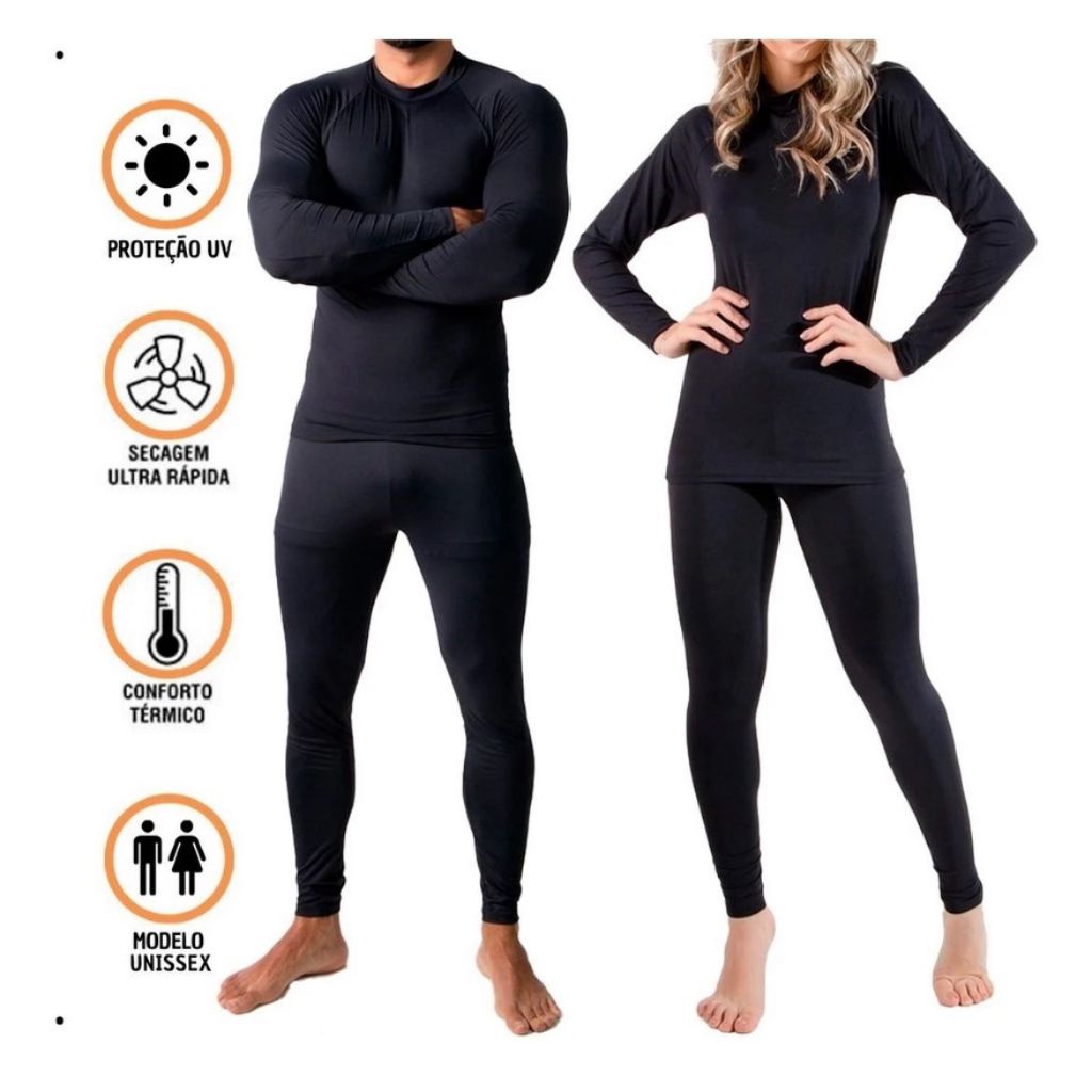 Conjunto Segunda Pele Masculino Feminino Térmica Flanelado Frio Intenso