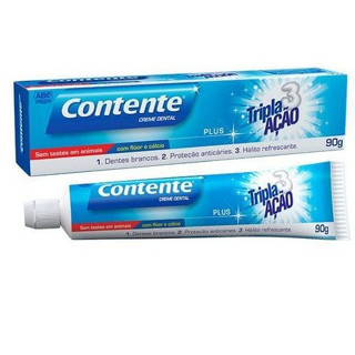 Pasta de Dente Vegana 90g Contente Tripla Ação Creme Sem Testes em Animais