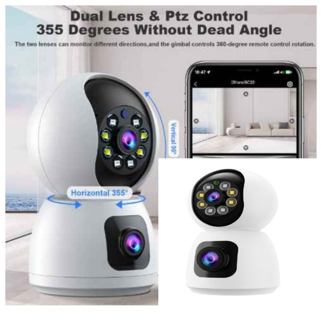 Kit2 Camera de Segurança Lente Dupla 360 a Prova D'água IP44 Wi-Fi Visão Noturna yoosee