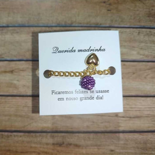 Pulseira folheada cor roxo para madrinhas