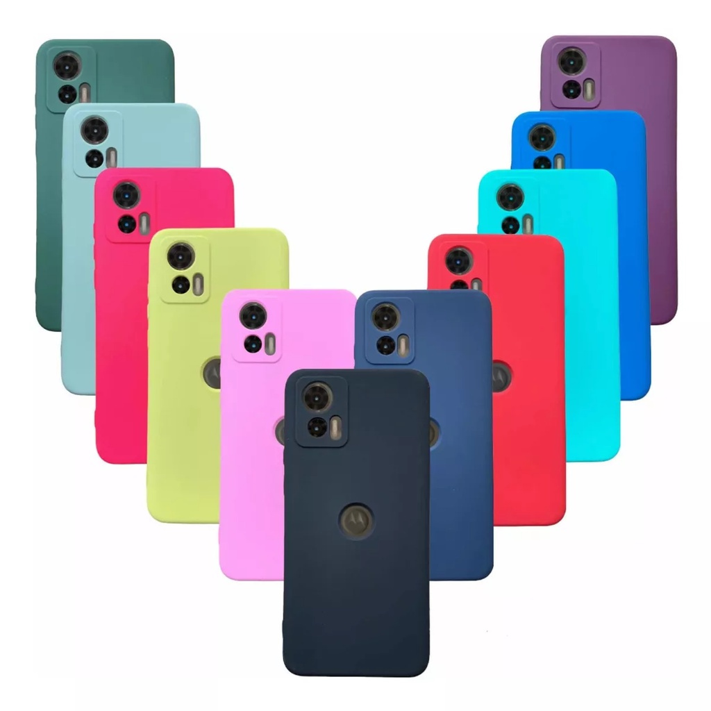 Kit 2X1 Motorola Moto Edge 30 Neo- Capa Silicone Colorida Veludo 3D+ Película Frontal em Ceramica 9D