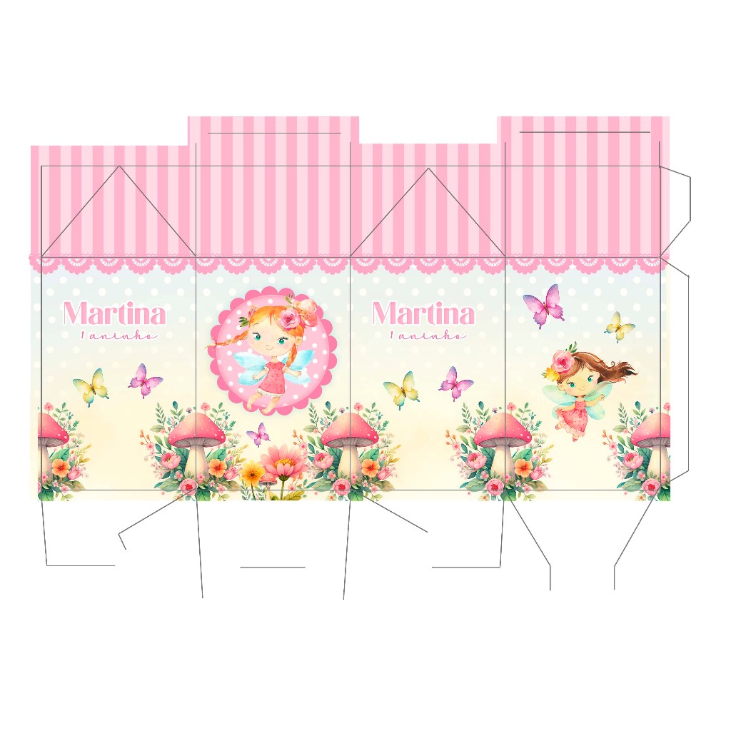 Kit 40 Caixinhas Pegue Monte Personalizados Tema Bosque das Fadas Aquarela Lembrancinhas de Aniversário Mesversário