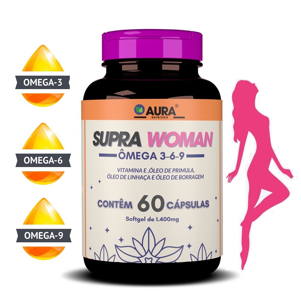 Omega Feminino 3 6 9 Primula Linhaça Borragem Supra Woman 60 Cápsulas softgels gelatinosas