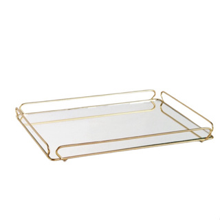 Bandeja Decorativa Espelhada Ana 30x40 Dourada em Oferta na Shopee