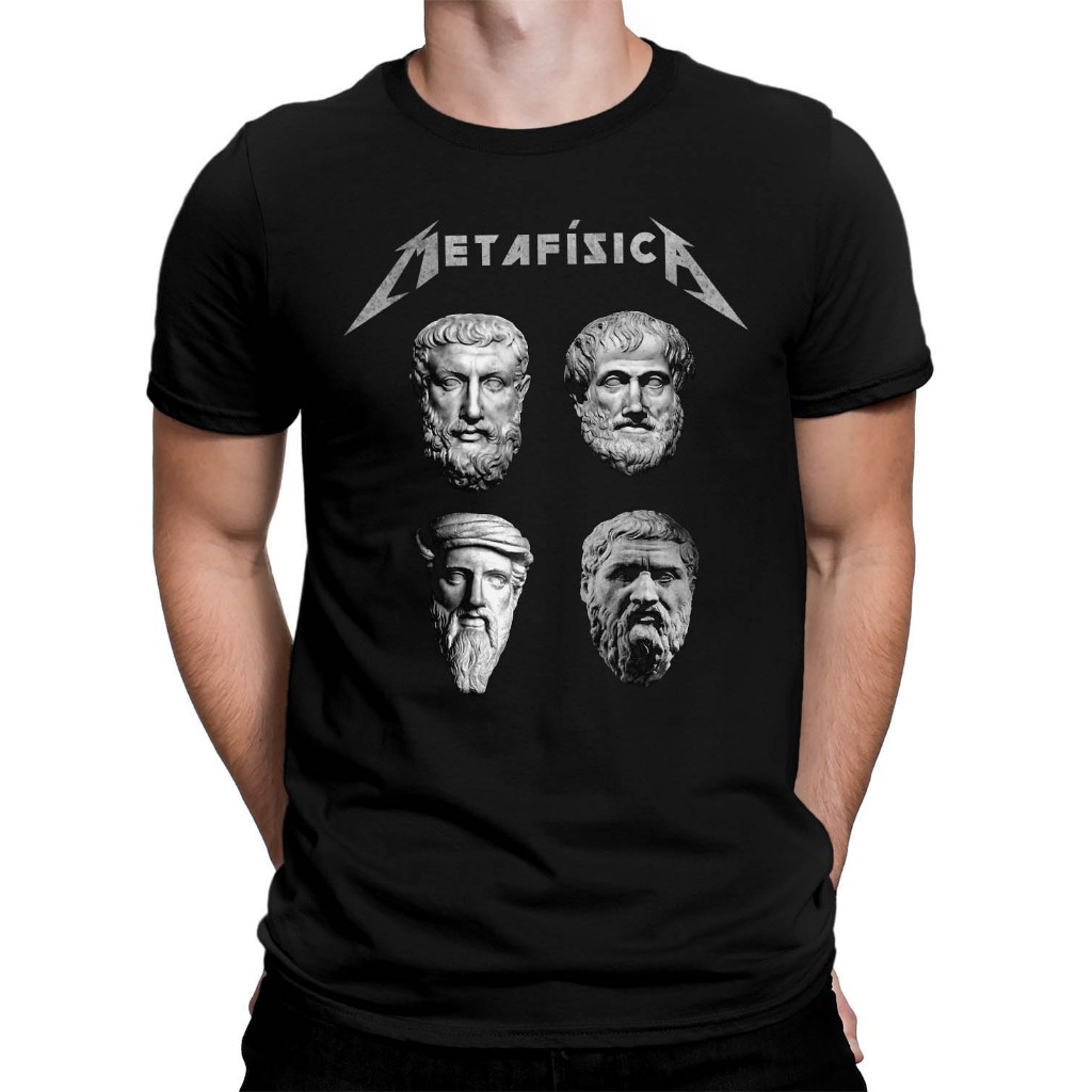 Camiseta Filosofia Metafisica Aristóteles Pitágoras Platão