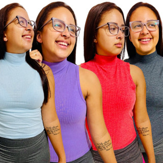 Kit 2 Regatinha feminina com gola alta