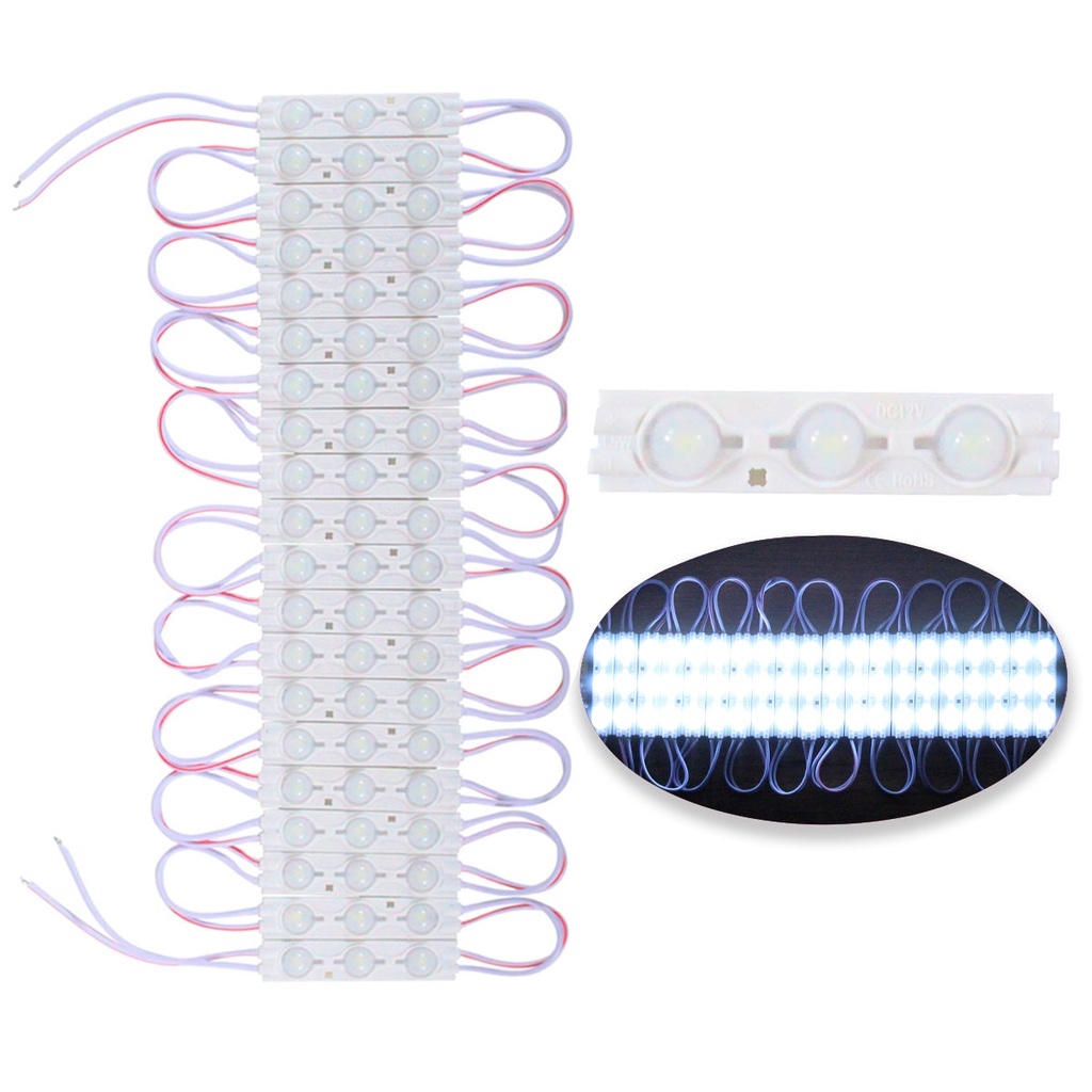 20 Pçs Módulo Injetado 7025 3-led 12v 1,5w 6500k Lente 160º Top em Oferta na Shopee