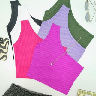 Cropped TOP Um ombro canelado
