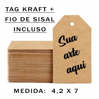 100 Tag Kraft + Fio de sisal incluso RETANGULAR ( PERSONALIZADO) em Oferta na Shopee