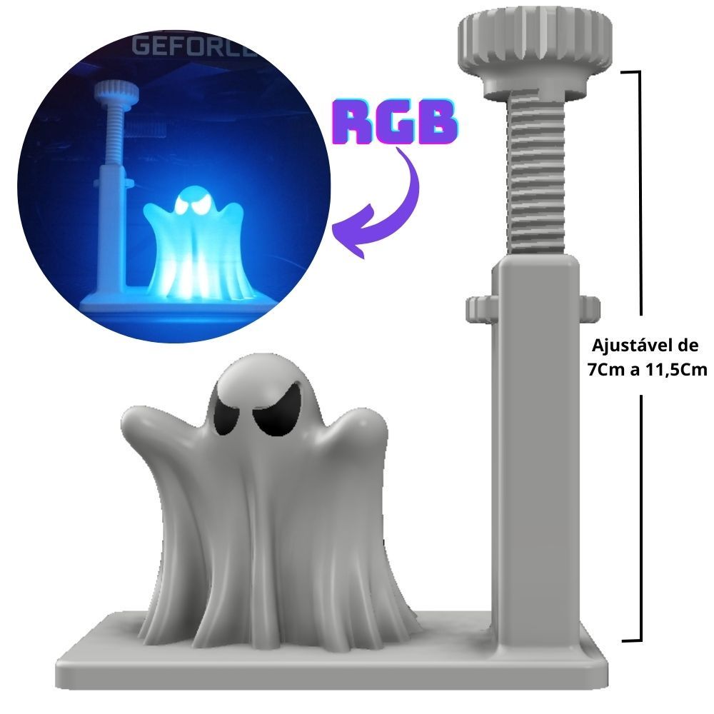 Suporte Ajustável Para Placa de Video GPU Ghost Boo RGB Conector USB