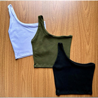 Cropped feminino Curto  Mula Manca Um Ombro So Nula Manga Cropped Feminino Ribana Blusa básica Canelada Algodao em Oferta na Shopee