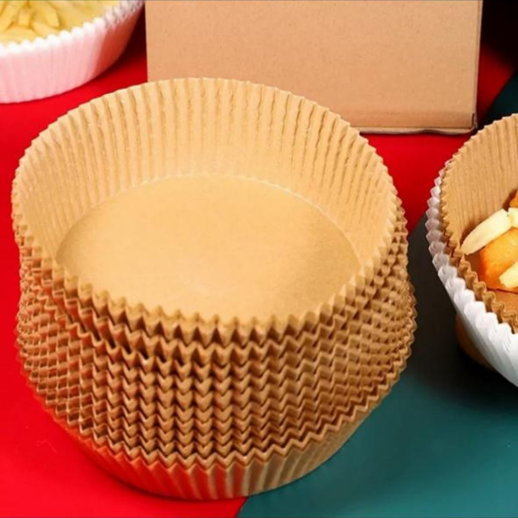 Forma Airfryer Descartável Antiaderente de Papel Cozinha Redondo/Quadrado Fritadeira Cozimento Protetor 50 Unidades