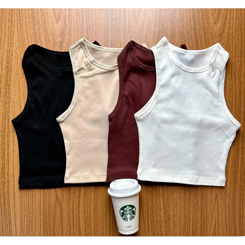 Kit 3 Cropped Feminino Canelada Regata Feminina Camiseta Básica Feminina Crooped Regatinha Cropet canelado básico — imagem 1
