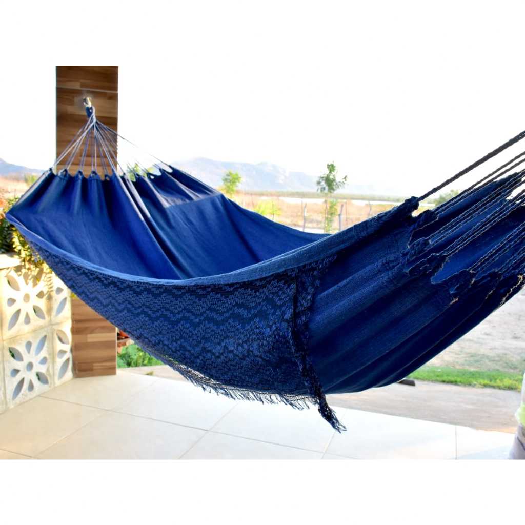 Rede De Dormir Descanso Conforto Jeans Mesclado Gigante Com Franja Varias Cores