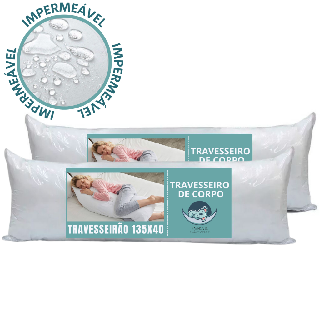 KIT 2 Travesseiros De Corpo Gigante 100% Fibra Siliconada impermeável Xuxão Super Macio