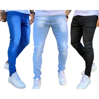 Kit 03 Calça Jeans Slim Masculina com elastano Premium em Oferta na Shopee