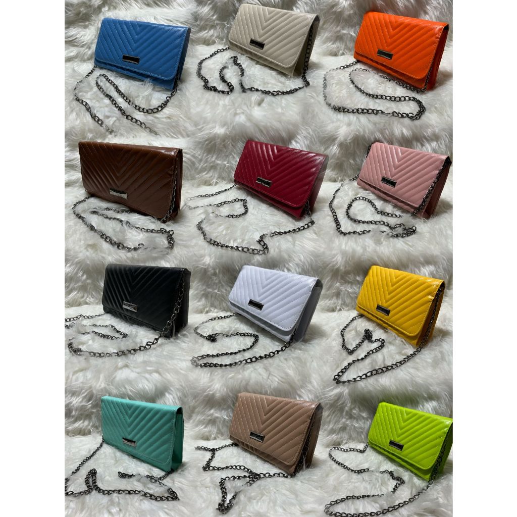 Bolsa bordada tiracolo com corrente Estilo V em Oferta na Shopee