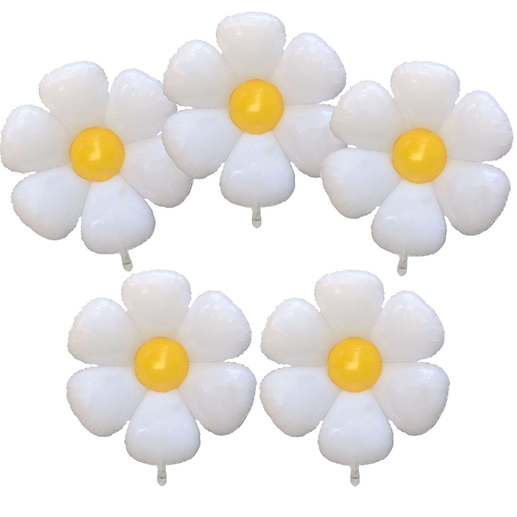 Kit Balão Flor Margarida Branca 35cm Decoração Jardim Festa Enfeite