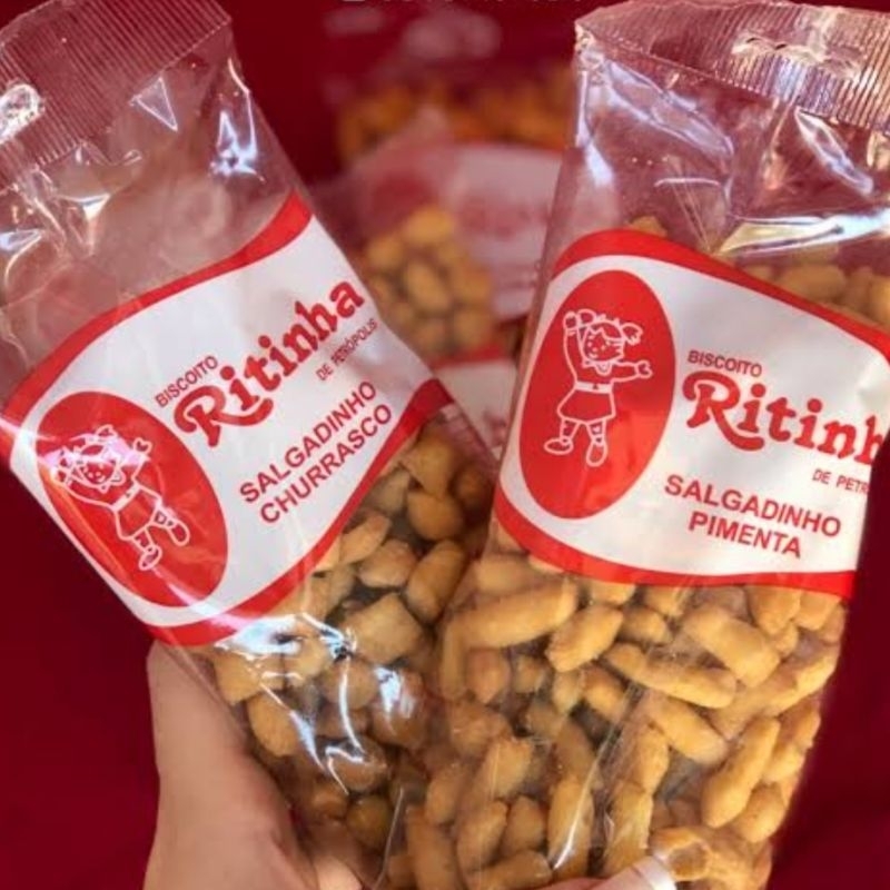 4 Pacotes de Salgadinhos Sabores Bacon, Camarão, Churrasco e Pimenta. Biscoitos salgados 400 gramas. em Oferta na Shopee