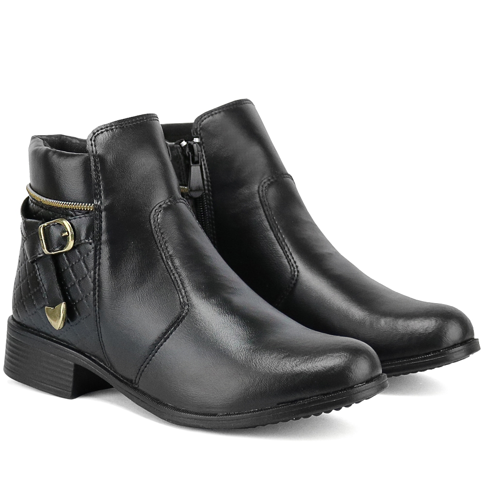 Bota Feminina Cano Curto Médio Coturno Zíper Exclusiva Blogueira Moderna Moda — imagem 2 de 2