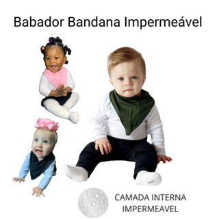 4 Babador Bandana Impermeável em malha 100% algodão com regulagem