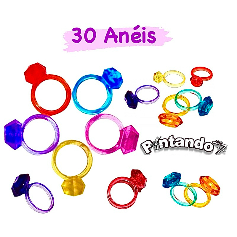 Kit 30 Anéis Coloridos Brinquedo Lembrancinha Festa Infantil em Oferta na Shopee