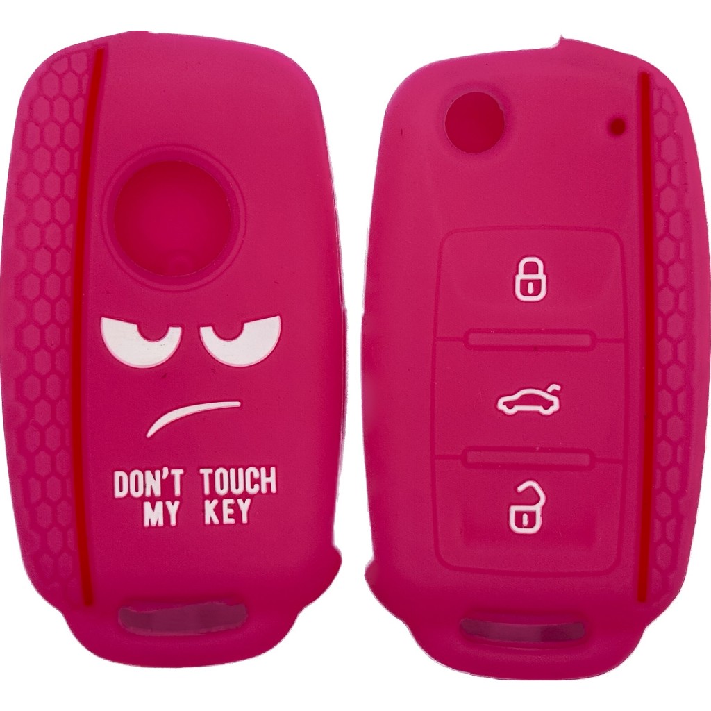 Capa Silicone Chave Canivete Volkswagen Gol Fox specefox Gol Voyage Up TsI Jetta dont touch my KEY Pink