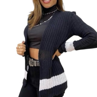 Cardigan feminino blusa de frio tricô kimono meia estação tricot