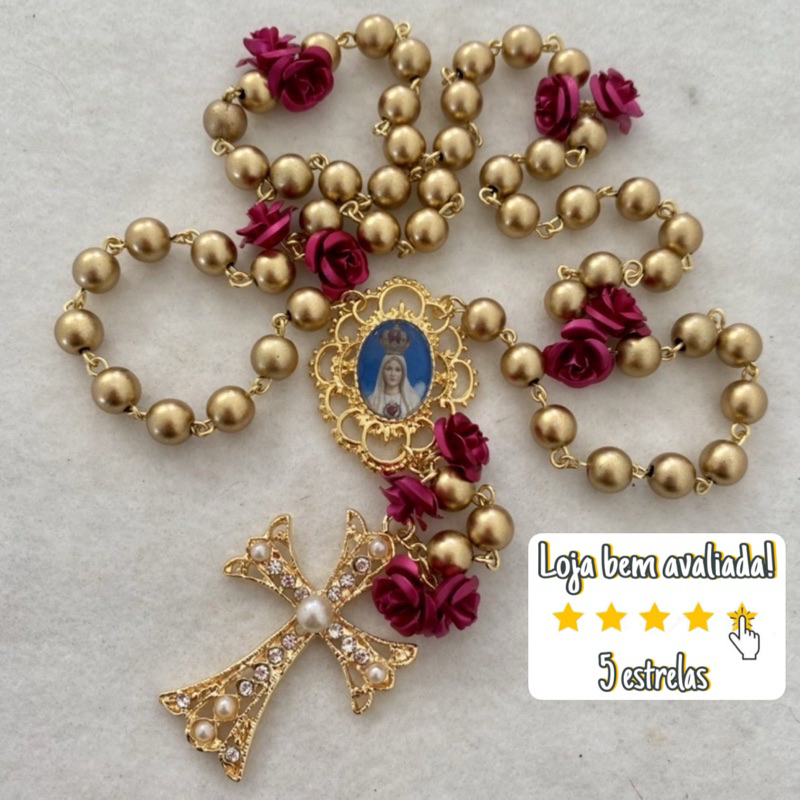 Terço Personalizado Nossa Senhora de Fátima Personalizado Rosário Católico Religioso.
