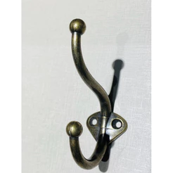 Gancho Duplo de Ferro Decorado Grande 9,5 cm Ouro Velho