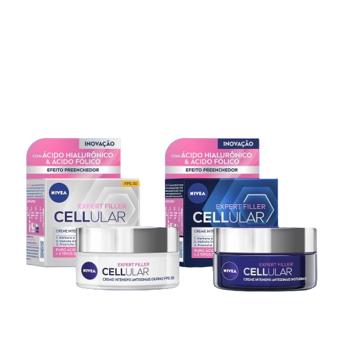 Kit Creme Hidratante Nivea Facial Cellular Filler Antissinais DIA + NOITE / Antirrugas