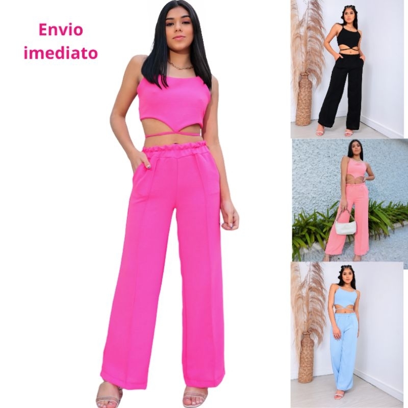 ROUPA TEEN MENINA conjunto juvenil feminino rosa cropped calça pantalona promoção moda infantil blogueirinha paty