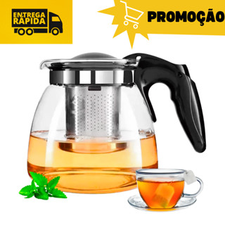 Chaleira de Vidro com Filtro em Aço Inox para Chá e Bebidas