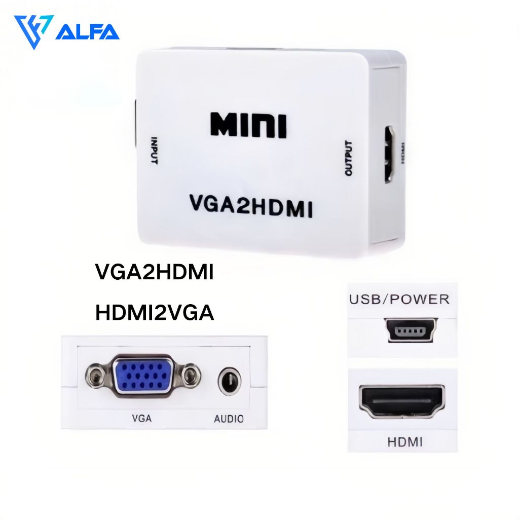 Adaptador mini conversor de video Vga para Hdmi 1080p Vga2hdmi,Hdmi2vga em Oferta na Shopee