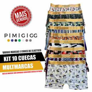 Kit Com 10 Cuecas Estampadas Boxer Multimarcas elasticos variados Microfibra Envio Imediato